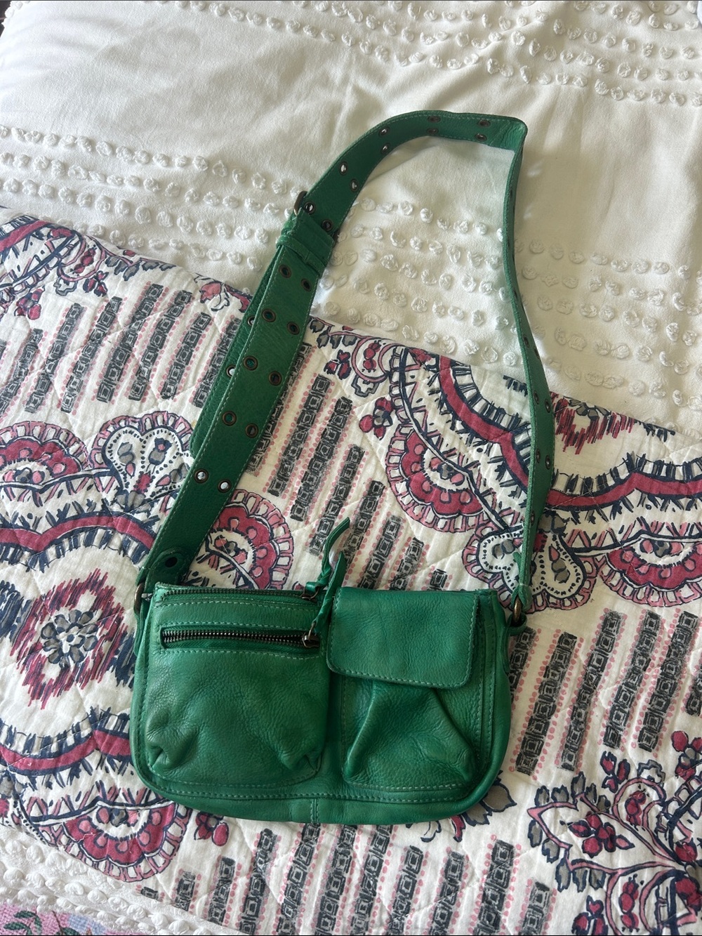 Free People Green Leather Crossbody Bag